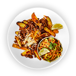 Loaded Fries With Cheese, Doner & Jalapenos 